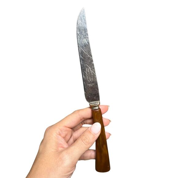 Vintage E Parker & Sons Knife 3709 Sheffield England Stainless Steel Bakelite 9" - Picture 1 of 7